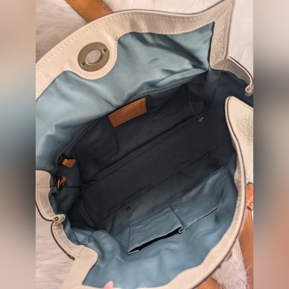 Vintage Y2K Coach Chelsea Pebbled Leather Neutral Satchel Shoulder Bag 10953 - Picture 11 of 13